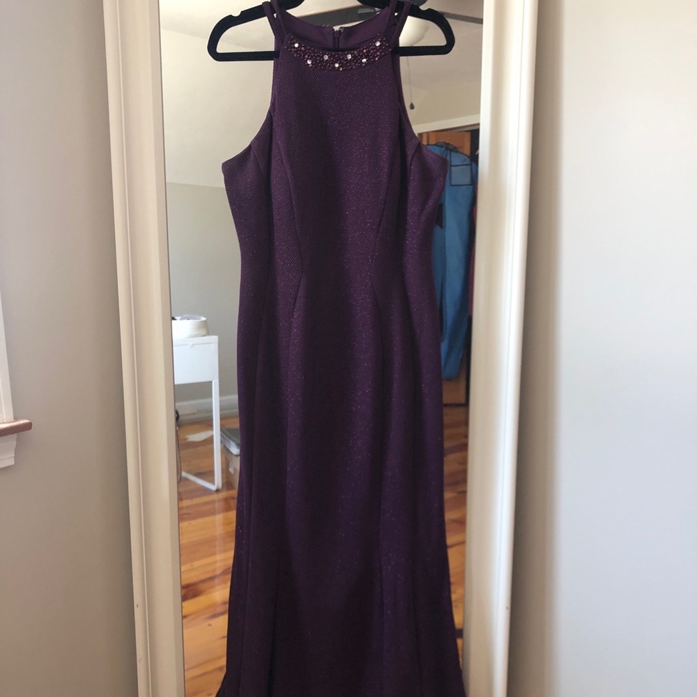 NW Nightway beaded halter dress